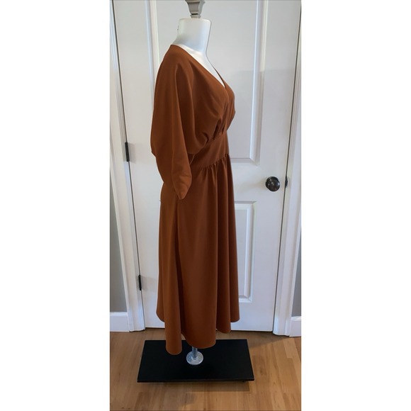 Alexia Admor August Draped Fit & Flare Midi Burnt‎ Rust Dress Size 12 - Picture 7 of 14
